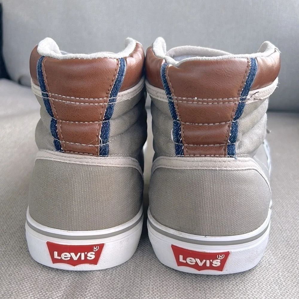 Levi’s Gray Brown Canvas High Top Sneakers Lace Up Casual Streetwear‎ Men’s 8.5